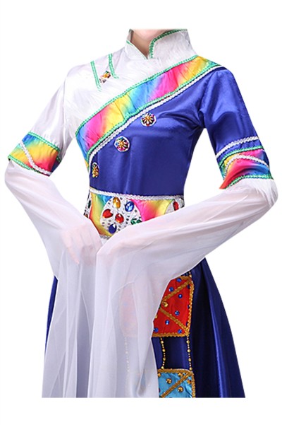Custom-made water-sleeved long-sleeved Tibetan dance costume design women's dress performance dress children's clothing ethnic stage performance Tibetan robe SKDO008 detail view-4